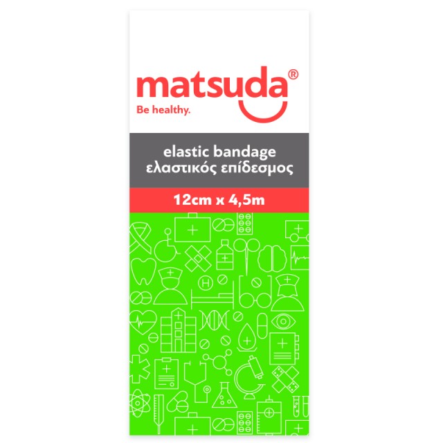 Matsuda Ελαστικός Επίδεσμος Λευκός 12cmx4.5m, 1τεμ