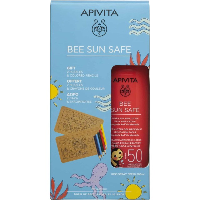 Apivita Promo Bee Sun Safe Hydra Sun Kids Lotion Spray Spf50, 200ml & Δώρο Puzzle 2 Τεμάχια & Δώρο Colored Pencils 5 Τεμάχια