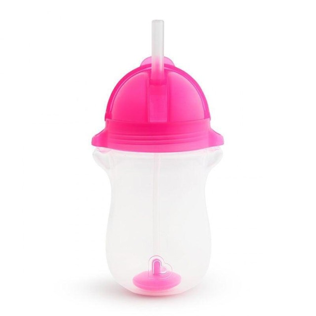 Munchkin Tip & Sip Straw Cup Κύπελλο Με Καλαμάκι Click Lock Ροζ 12m+ 296ml