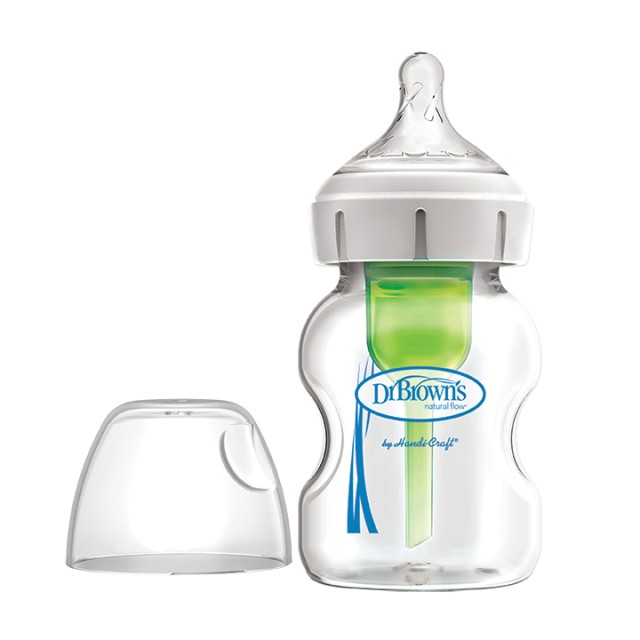 Dr. Browns Options+Anti-colic WB 51700 Γυάλινο Μπιμπερό με Φαρδύ Λαιμό με Θηλή Σιλικόνης 150ml