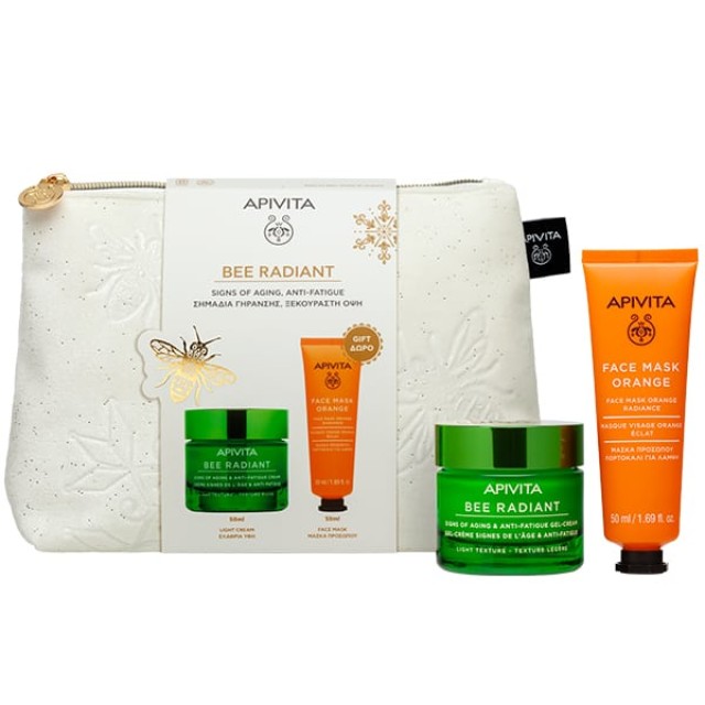 Apivita Promo Bee Radiant Routine Κρέμα για Σημάδια Γήρανσης & Ξεκούραστη Όψη Ελαφριάς Υφής, 50ml & Δώρο Μάσκα Προσώπου για Λάμψη, 50ml, 1σετ