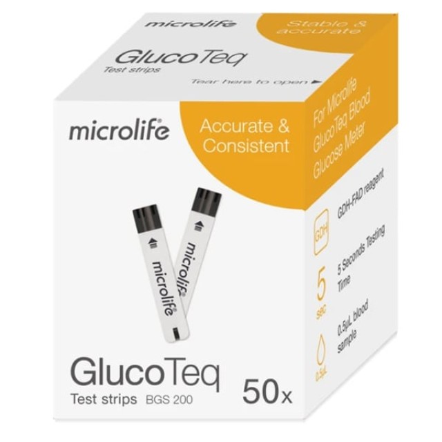 Microlife GlucoTeq Ταινίες Μέτρησης Σακχάρου, 50τεμ