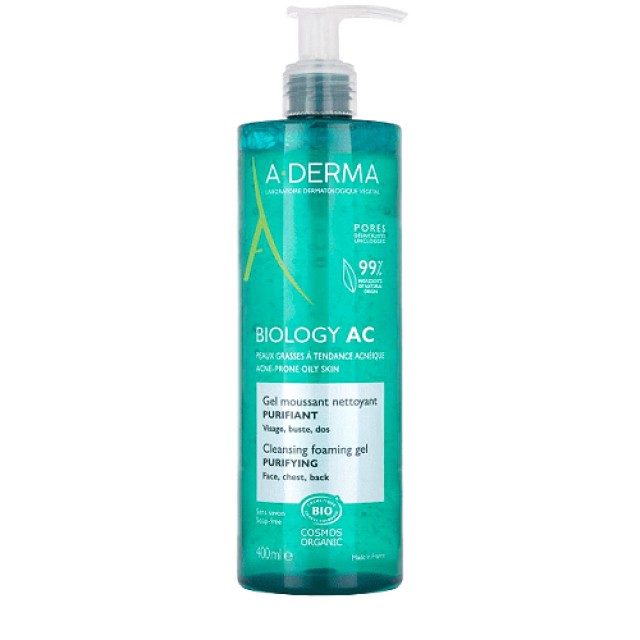 A-Derma Biology AC Αφρίζον Τζελ Καθαρισμού Προσώπου, 400ml