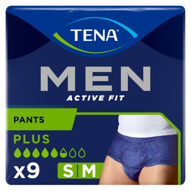 Tena Men Active Fit Pants Plus Small / Medium Ανδρικά Προστατευτικά Εσώρουχα Aκράτειας, 9τεμ