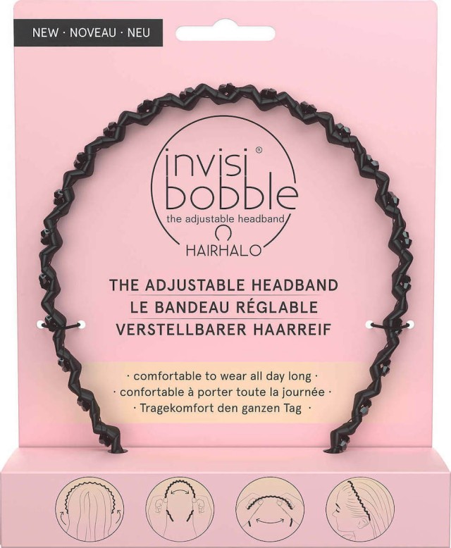 Invisibobble Hairhalo True Black Sparkle Στέκα Μαλλιών Μαύρη 1τμχ