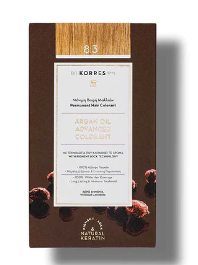 Korres Argan Oil Advanced Colorant 8.3 Ξανθό Ανοιχτό Μελί 50ml