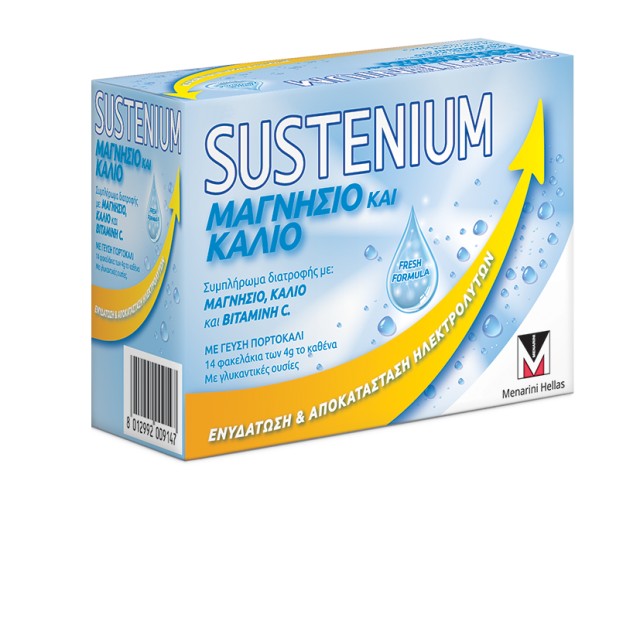 Menarini Sustenium Μαγνήσιο & Κάλιο Συμπλήρωμα Διατροφής 14 Φακελάκια