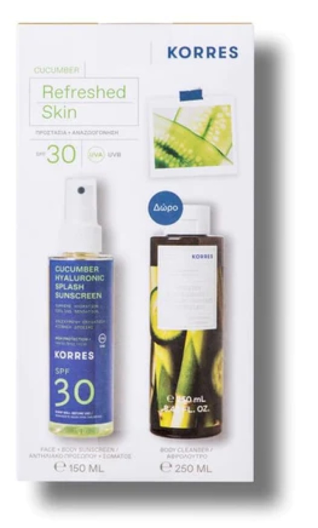Korres Promo Cucumber Hyaluronic Sunscreen Splash Αντηλιακό Προσώπου & Σώματος SPF30 150ml & Cucumber Bamboo Shower Gel Αφρόλουτρο Αγγούρι Bamboo 250ml