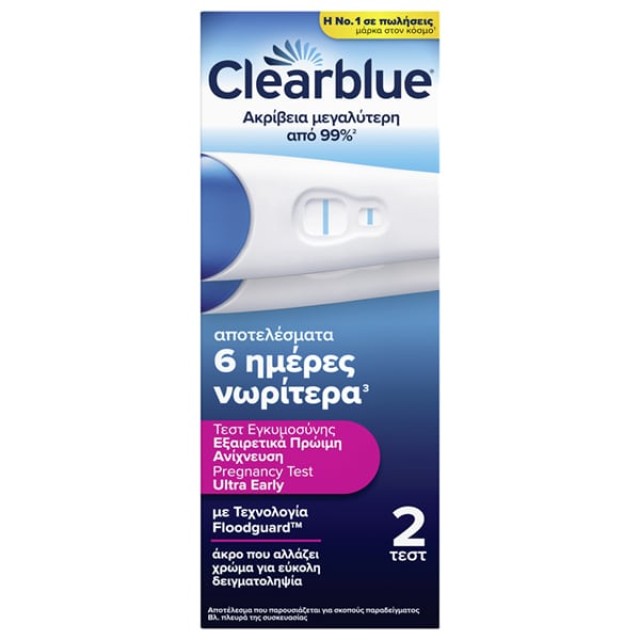ClearBlue Τεστ Εγκυμοσύνης Πρώιμη Ανίχνευση 2τμχ