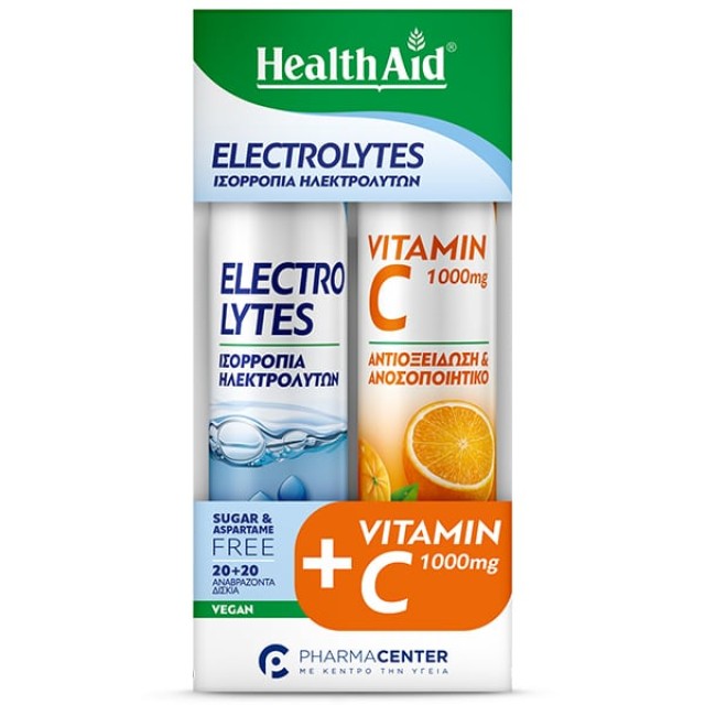 Health Aid Promo Pack Electrolytes, 20tabs & Vitamin C 1000mg, 20tabs, 1σετ