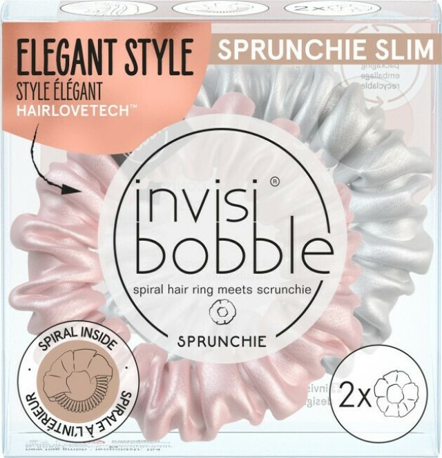 Invisibobble Slim Sprunchie Bella Chrome Λαστιχάκι Υφασμάτινης Υφής 2τμχ