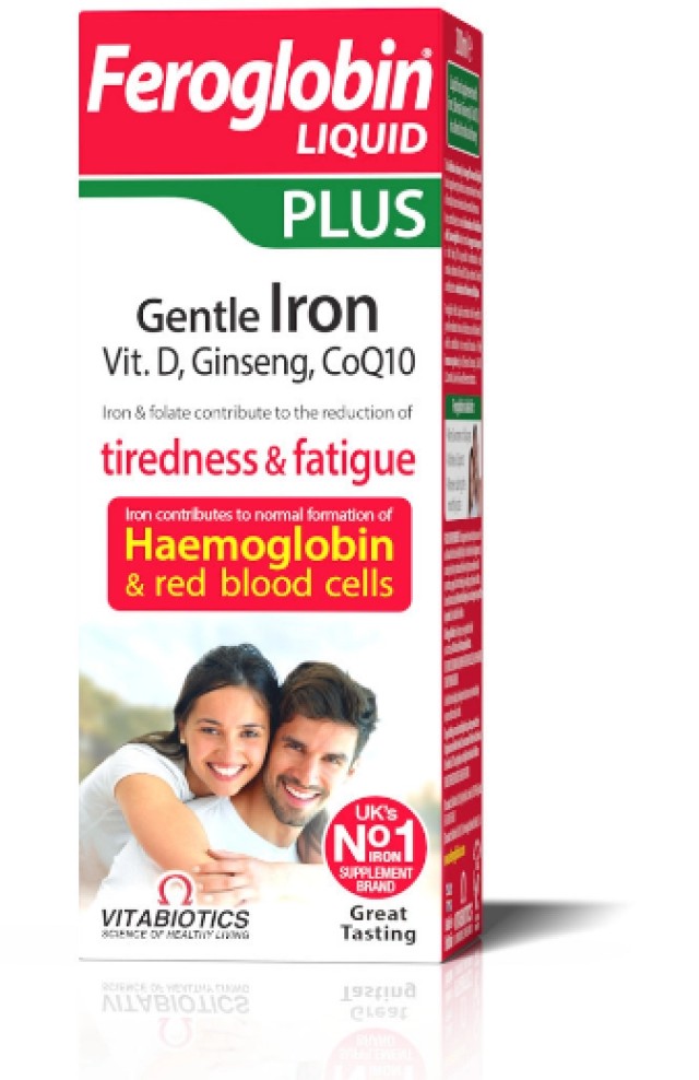 Vitabiotics Feroglobin Liquid Plus Gentle Iron Vit D Ginseng CoQ10 Συμπλήρωμα Διατροφής Σιδήρου 200ml