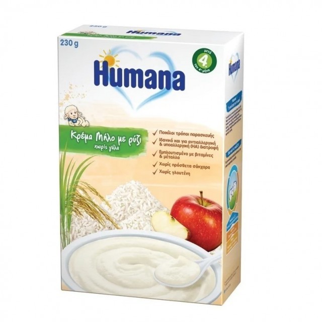 Humana Κρέμα Μήλο με Ρύζι χωρίς Γάλα 230gr