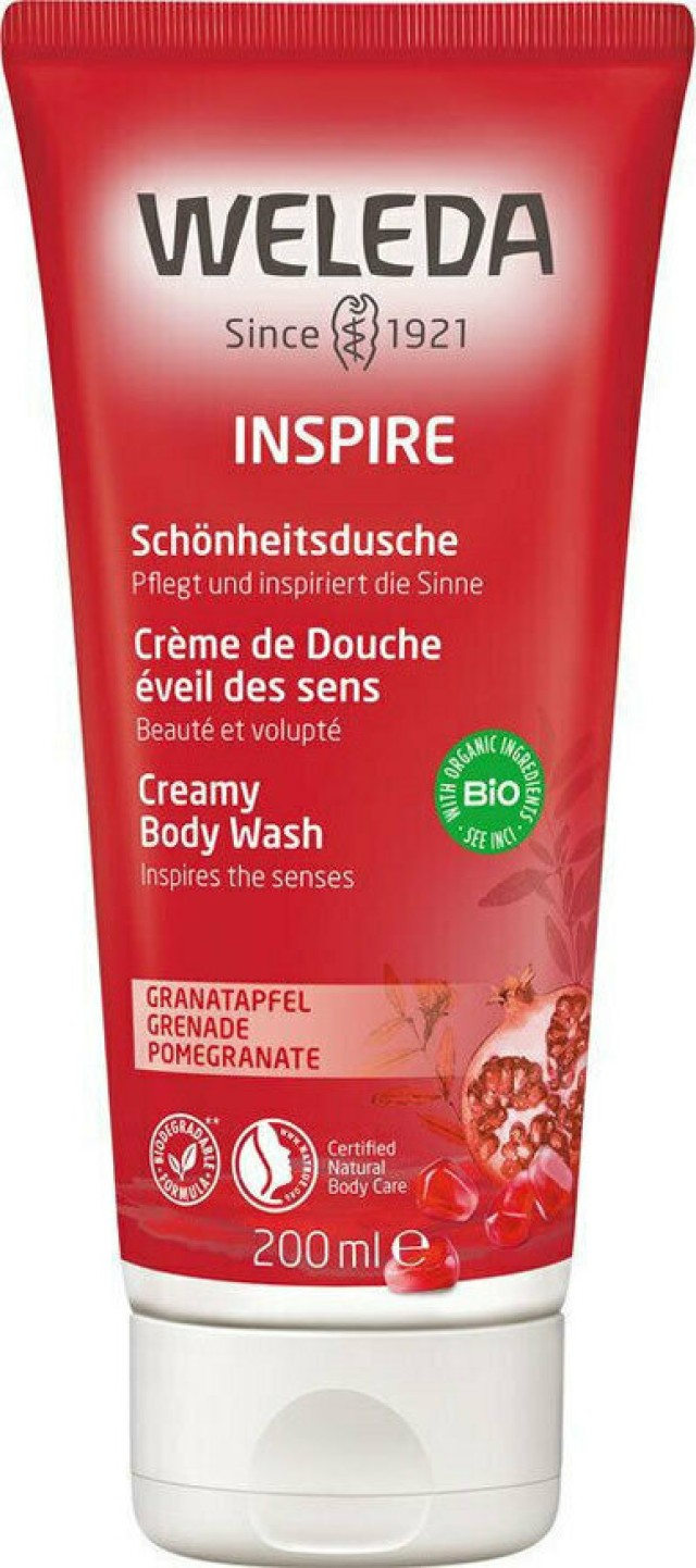 Weleda Inspire Pomegranate Creamy Body Wash Ενυδατικό Αφρόλουτρο Ρόδι 200ml