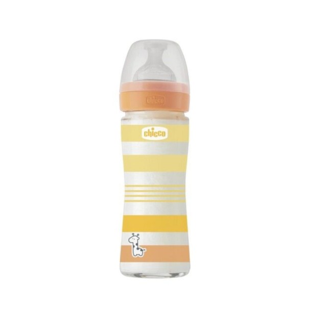 Chicco Bottle Well Being Anti-Colic System Μπιμπερό Γυάλινο 0m+, 240ml