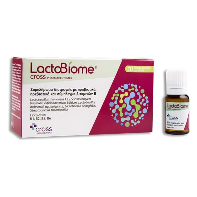Cross Pharma LactoBiome Συμπλήρωμα Διατροφής για την Εξισορρόπηση του Εντερικού Μικροβιώματος, 10 x 10ml