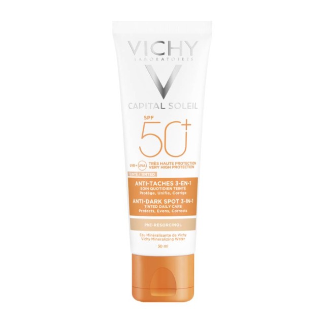 Vichy Capital Soleil Anti Dark Spot Tinted 3 in 1 SPF50+ Αντιηλιακή Προσώπου Κατά Των Κηλίδων Με Χρώμα 50ml