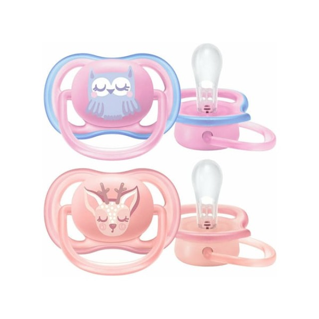 Avent Πιπίλα Ultra Air Σιλικόνη 0-6m Ροζ 2τμχ