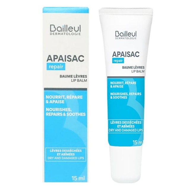 Bailleul Dermatologie Apaisac Repair Lip Balm Επανορθωτικό για Ξηρά & Σκασμένα Χείλη, 15ml