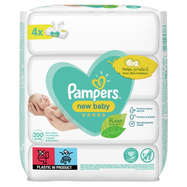 Pampers New Baby Μωρομάντηλα 4x50τμχ