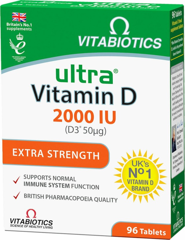 Vitabiotics Ultra Vitamin D 2000 IU D3 50μg Συμπλήρωμα Διατροφής Με Βιταμίνη D3 96tabs