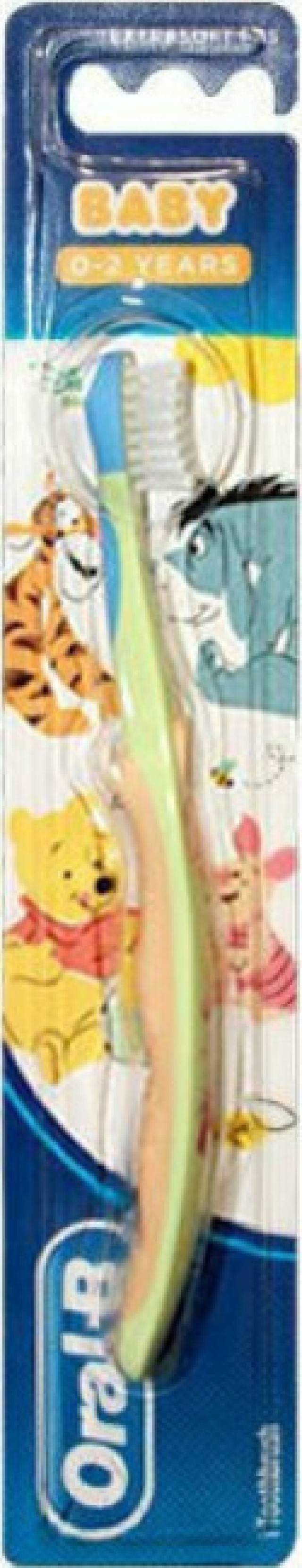 Oral-B Baby Winnie Extra Soft Βρεφική Οδοντόβουρτσα Ροζ/Κίτρινο/Πράσινο 0m+ 1τμχ