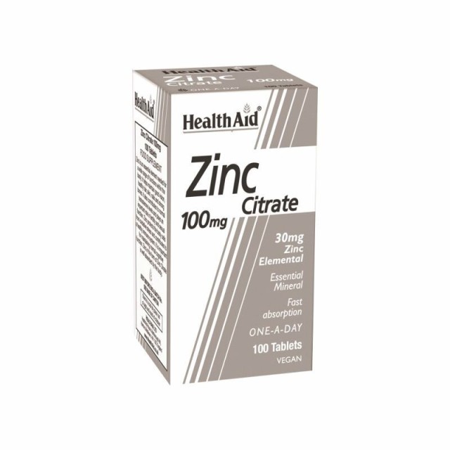 Health Aid Zinc Citrate 100mg Συμπλήρωμα Διατροφής με Ψευδάργυρο 100 Ταμπλέτες