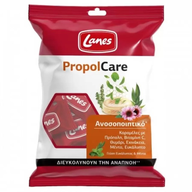 Lanes PropolCare Eucalyptus & Mint 54g Καραμέλες με Βιταμίνη C & Εχινάκεια για Φροντίδα του λαιμού & Υποστήριξη του Ανοσοποιητικού με Γεύση Ευκάλυπτο & Μέντα