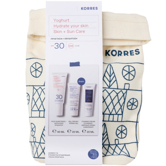 Korres Promo Yoghurt Hydrate Your Skin Αντηλιακό Προσώπου SPF30 40ml & Κρέμα Ημέρας 20ml & Αφρώδης Κρέμα Καθαρισμού 20ml & Νεσεσέρ