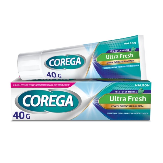 Corega Ultra Fresh, Στερεωτική Κρέμα για Τεχνητή Οδοντοστοιχία, 40gr