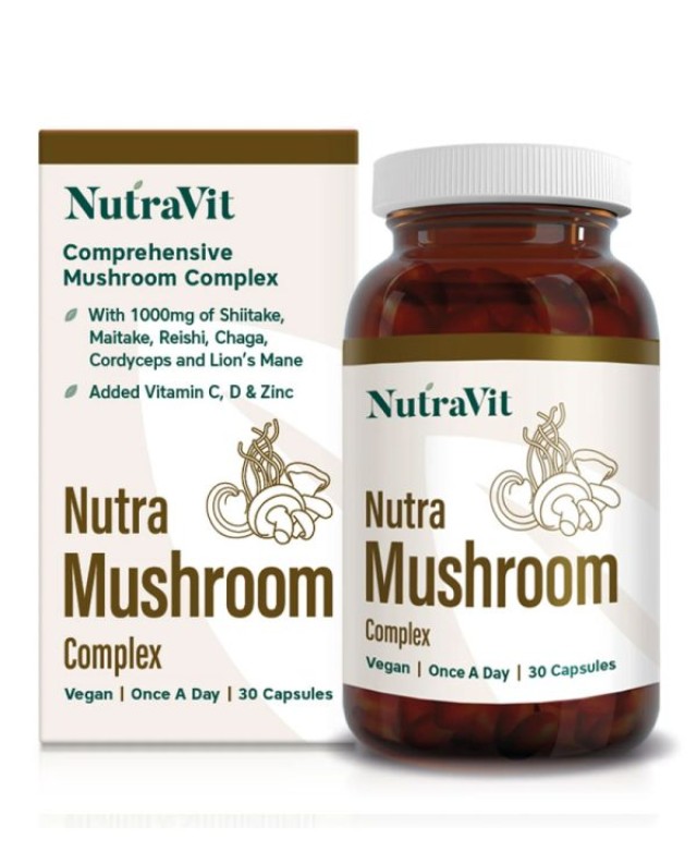 NUTRAVIT Nutra Mushroom ΕΥΕΞΙΑ & ΚΑΘΗΜΕΡΙΝΗ ΥΠΟΣΤΗΡΙΞΗ 30 κάψουλες