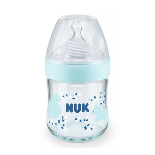 Nuk Nature Sense Even Softer Series (10.747.112) Γυάλινο Μπιμπερό με Θηλή Σιλικόνης Μεγεθος S, 0-6m, 120ml