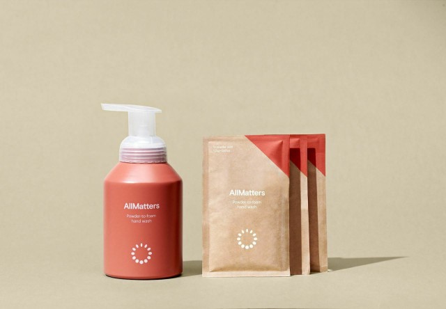Allmatters Starter Kit Σαπούνι Χεριών Σκόνη σε Aφρό & 1 Επαναχρησιμοποιήσιμη Φιάλη 350ml & 3 Φακελάκια Σκόνη 17,5g