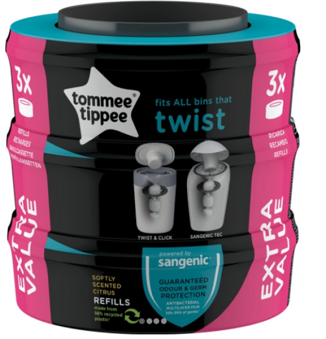 Tommee Tippee Twist & Click Ανταλλακτικές Σακούλες Κάδων Για Πάνες 3τμχ
