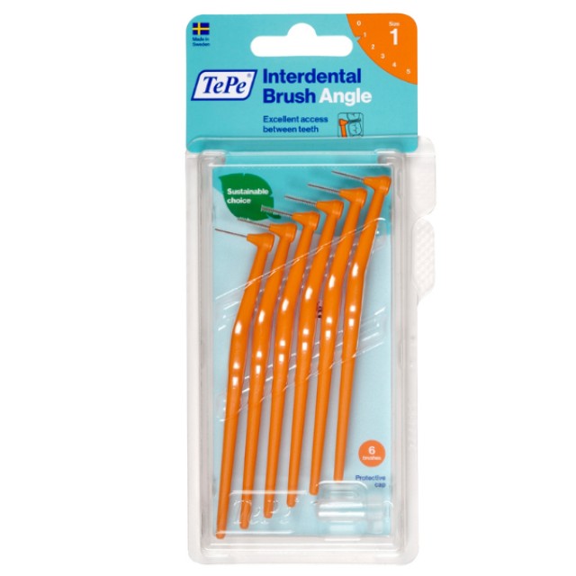 TePe International Brush Angle Μεσοδόντιο Βουρτσάκι No.1 Πορτοκαλί, 6τεμ
