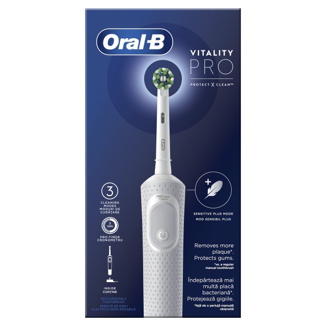 Oral-B Vitality Pro White Ηλεκτρική Οδοντόβουρτσα Λευκό Χρώμα 1τμχ