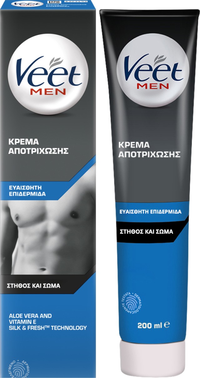 Veet for Men Κρέμα Αποτρίχωσης για Ευαίσθητη Επιδερμίδα για Στήθος & Πλάτη 200ml