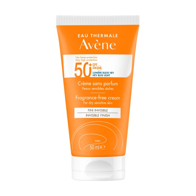 Avène Soins Solaire Αντηλιακή Κρέμα Προσώπου SPF50+ Χωρίς Άρωμα Για Το Ξηρό & Πολύ Ξηρό Δέρμα 50ml