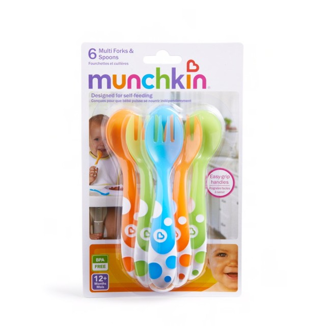 MUNCHKIN 6 MULTI-COLOURED FORKS & SPOONS 12m+ 6τμχ