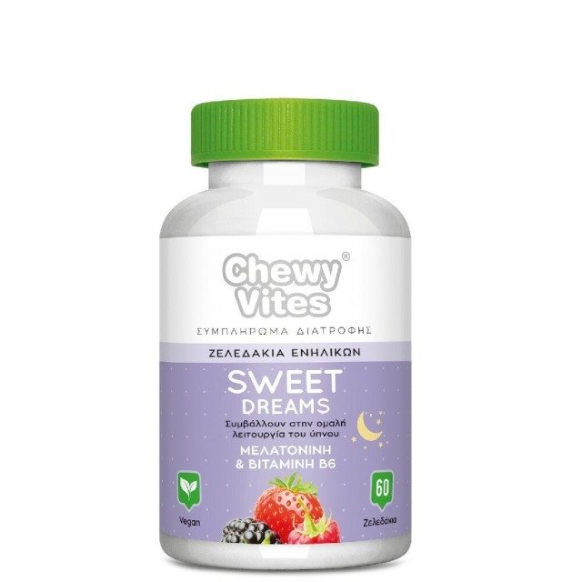 Vican Chewy Vites Sweet Dreams Συμπλήρωμα Διατροφής Ενηλίκων Με Μελατονίνη & Βιταμίνη B6 60 Μασώμενα Ζελεδάκια