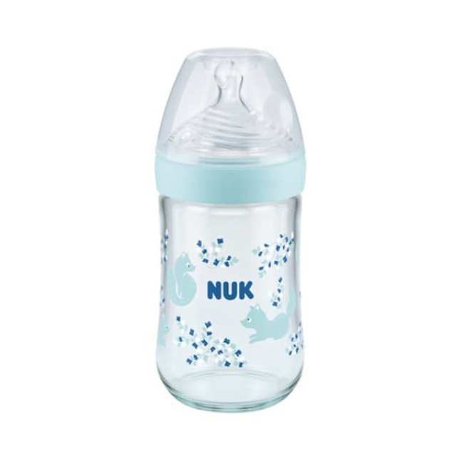 Nuk Nature Sense Even Softer Series (10.745.119) Γυάλινο Μπιμπερό με Θηλή Σιλικόνης Μεγεθος M, 0-6m, 240ml