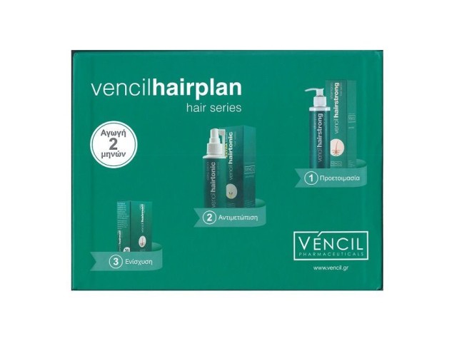 Vencil Hairplan Hairnails Caps 2x30caps + Hairtonic Extra Lotion 100ml + Hairstrong Shampoo 200ml
