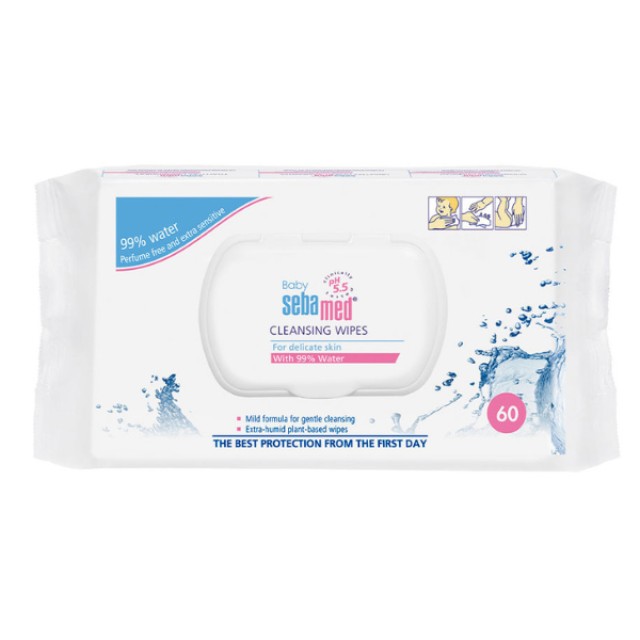 Sebamed Baby Cleansing Wipes for Delicate Skin Υγρά Μωρομάντηλα με 99% Νερό, 60τεμ
