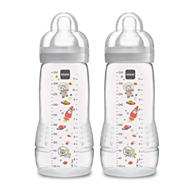 Mam Easy Active Baby Bottle Μπιμπερό 4+ Με Θηλή Σιλικόνης Διπλή Συσκευασία Λευκό 330ml