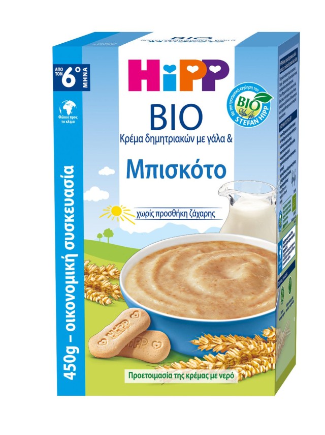 Hipp Κρέμα Με Γάλα & Μπισκότο Από Τον 6ο Μήνα 450gr