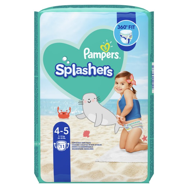 Pampers Πάνες Splashers No 4-5 (9-15 kg) 11τμχ