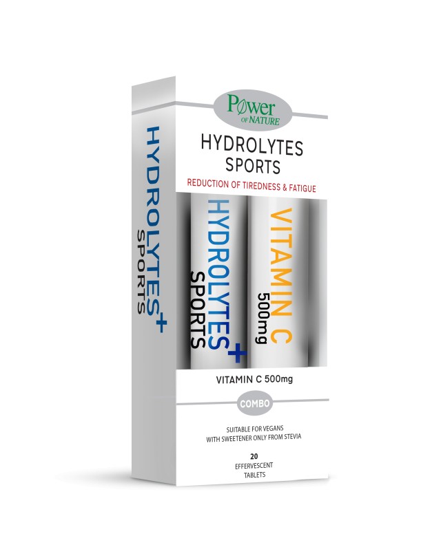 Power Health 1+1 Hydrolytes Sports Stevia 20αναβράζοντα δισκία + Δώρο Power Health Vitamin C 500mg 20αναβράζοντα δισκία