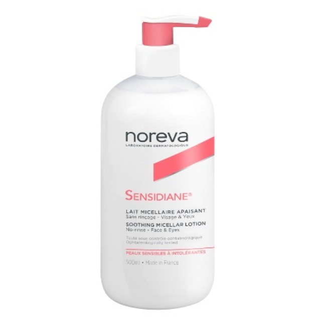 Noreva Sensidiane Soothing Micellar Lotion No-Rinse Face & Eyes Καταπραϋντικό Γαλάκτωμα καθαρισμού Χωρίς Ξέβγαλμα για Πρόσωπο και Μάτια 500ml