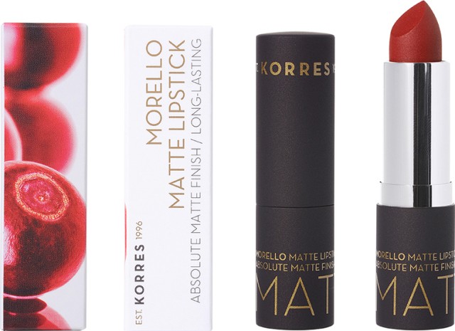 Korres Morello Matte Lipstick 57 Scarlet Suede Ματ Κραγιόν Με Κρεμώδη Υφή 3.5gr