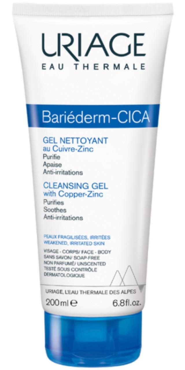 Uriage Bariéderm Cleansing Cica-Gel Τζέλ Καθαρισμού για Ευαίσθητες Επιδερμίδες 200ml